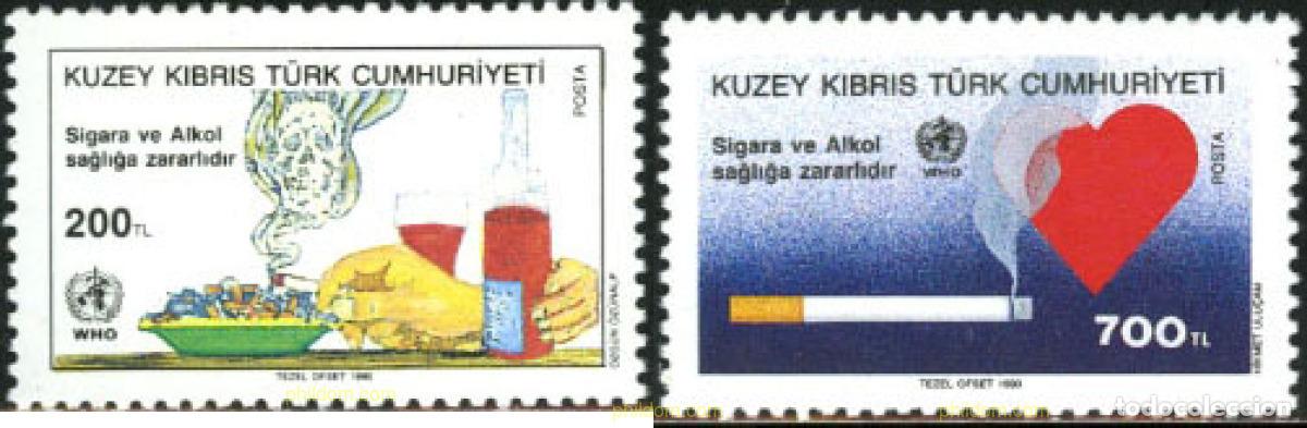 Sellos: 51443 MNH CHIPRE. Administraci&oacute;n turca 1990 DIA MUNDIAL DE LA SALUD