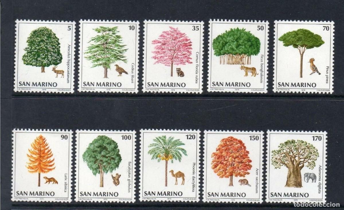 Sellos: SAN MARINO 1979 SERIE 10 STAMPS MNH PROTECCION DE LA NATURALEZA FLORA Y FAUNA MAMIFEROS AVES BIRDS