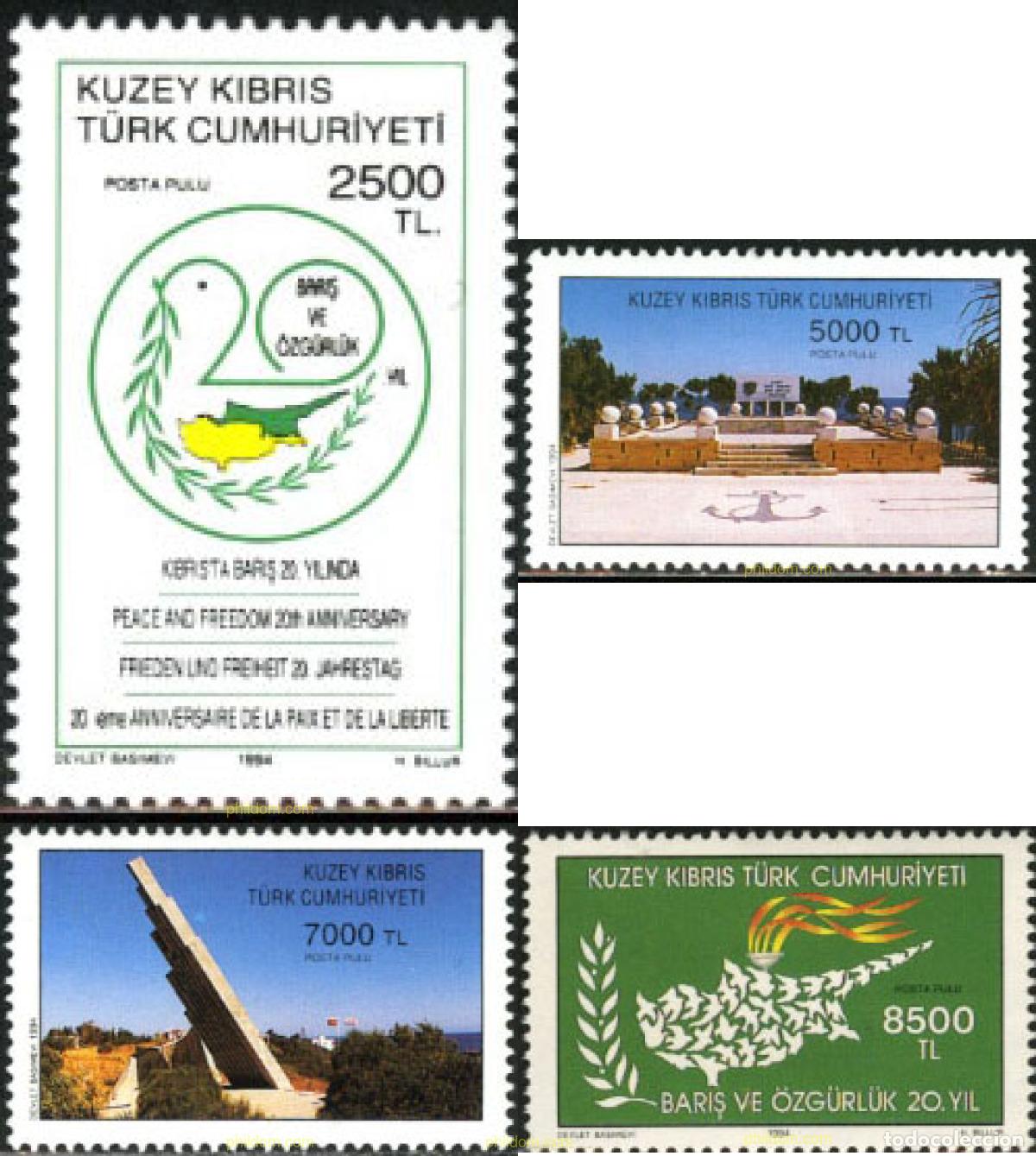 Sellos: 164812 MNH CHIPRE. Administraci&oacute;n turca 1994 20 ANIVERSARIO DE LA INTERVECION TURCA EN CHIPRE