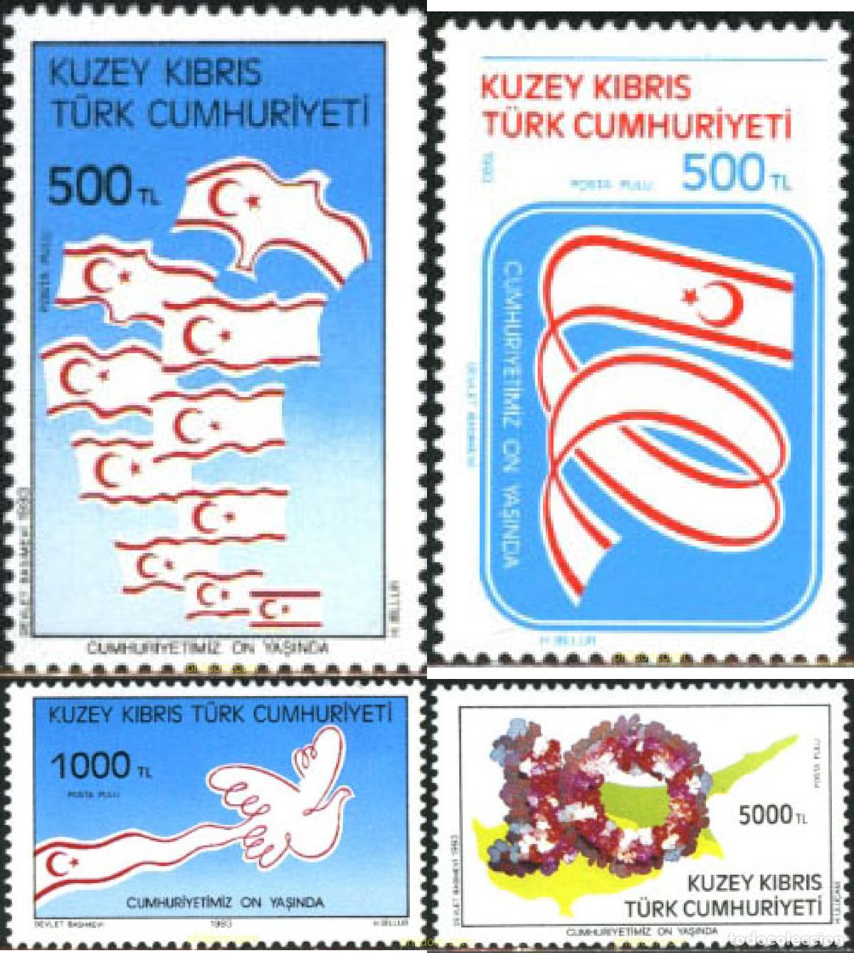 Sellos: 164802 MNH CHIPRE. Administraci&oacute;n turca 1993 10 ANIVERSARIO DE LA REPUBLICA TURCA DE CHIPRE DEL NO