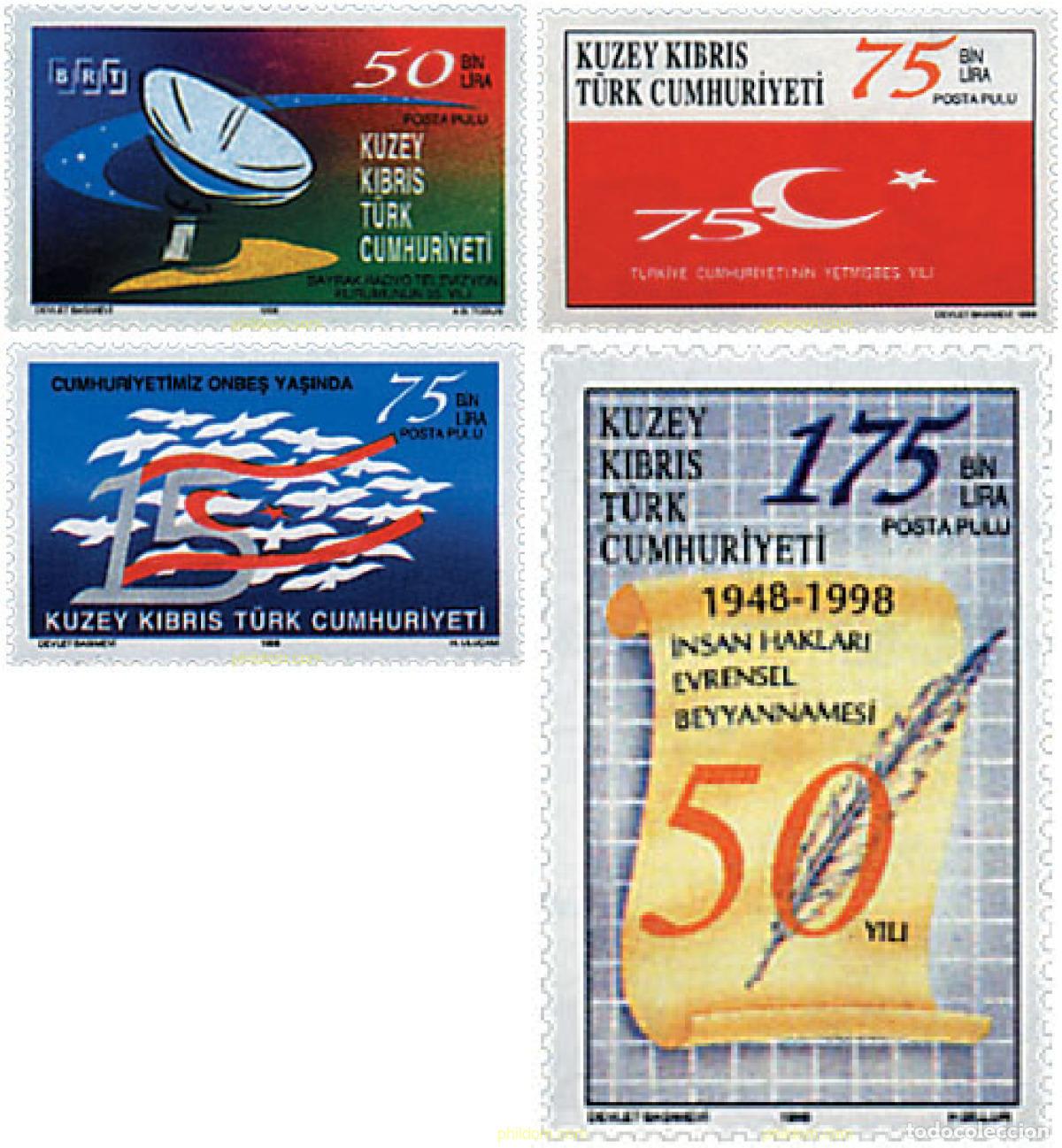 Sellos: 51474 MNH CHIPRE. Administraci&oacute;n turca 1998 ANIVERSARIOS