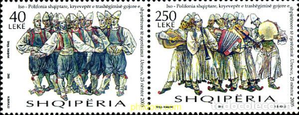 Sellos: 282170 MNH ALBANIA 2009 PATRIMONIO CULTURAL MUNDIAL INTANGIBLE DE LA HUMANIDAD ALBAN&eacute;S. LOS COROS
