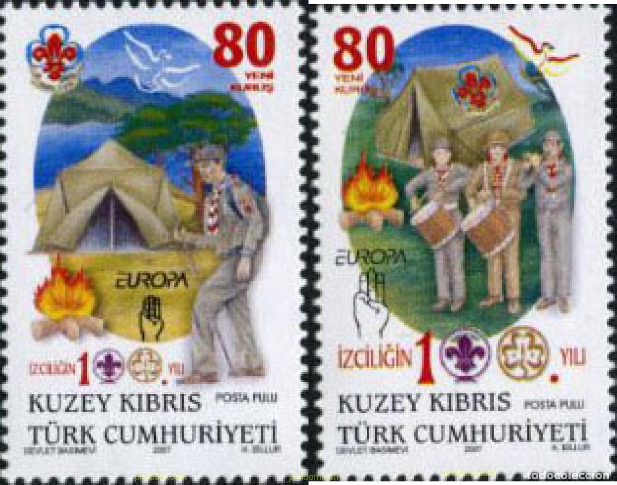 Sellos: 202747 MNH CHIPRE. Administraci&oacute;n turca 2007 EUROPA CEPT. 100 A&Ntilde;OS DE ESCULTISMO