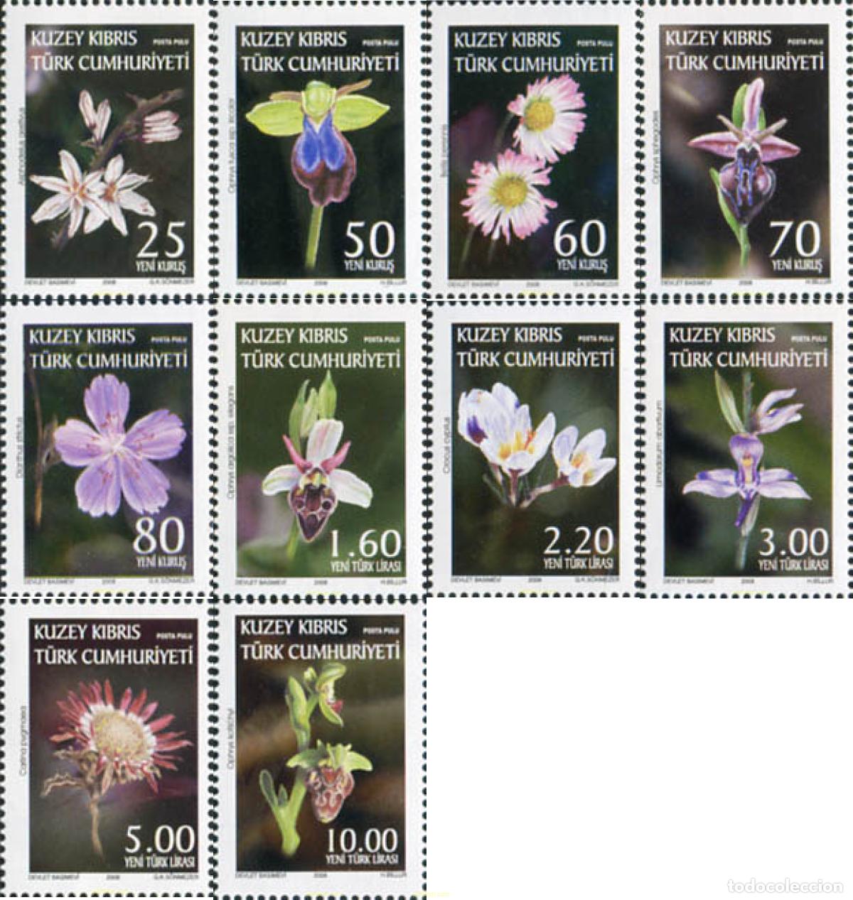 Sellos: 216902 MNH CHIPRE. Administraci&oacute;n turca 2008 ORQUIDEAS