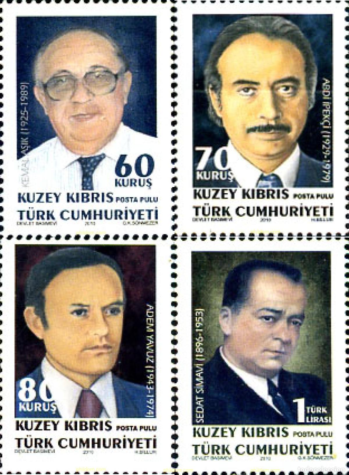 Sellos: 255548 MNH CHIPRE. Administraci&oacute;n turca 2010 PERSONALIDADES