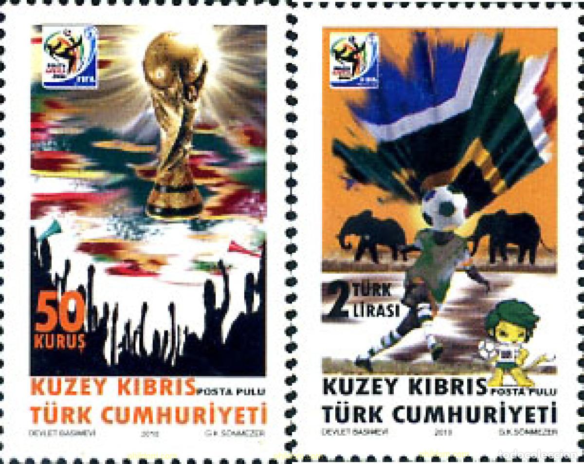 Sellos: 255549 MNH CHIPRE. Administraci&oacute;n turca 2010 COPA DEL MUNDO DE FUTBOL. SUDAFRICA-2010