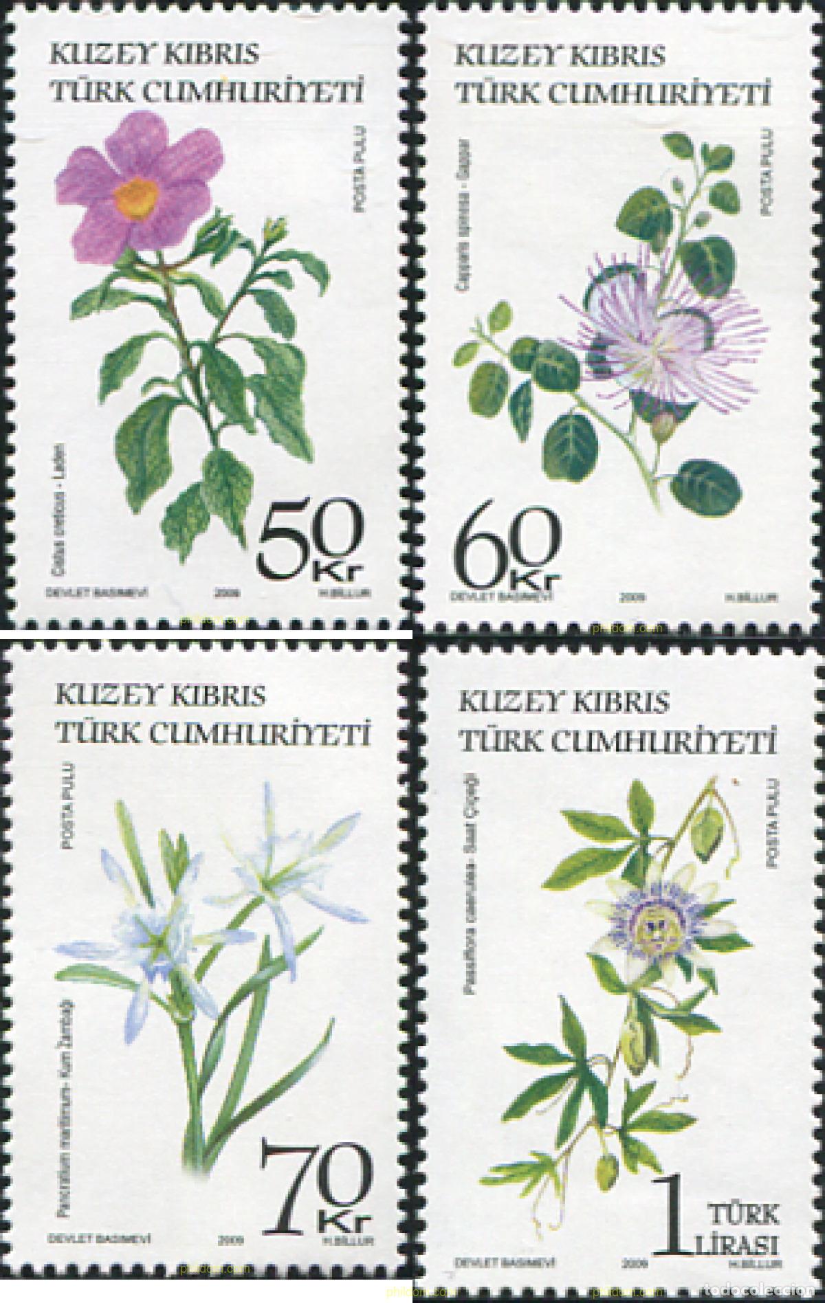 Sellos: 305637 MNH CHIPRE. Administraci&oacute;n turca 2009 FLORES