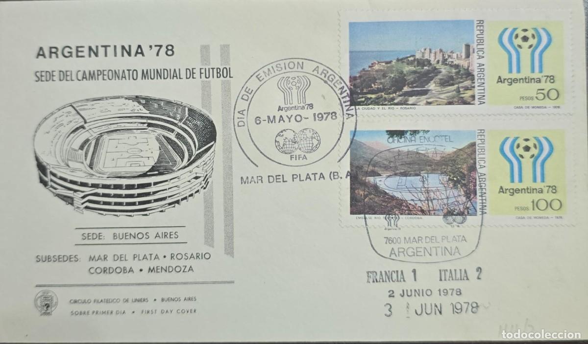Sellos: KV)1978 ARGENTINA, ARGENTINA '78 FIFA WORLD CUP HOST FIRST DAY COVER HOST BUENOS AIRES WITH SUB-HOST