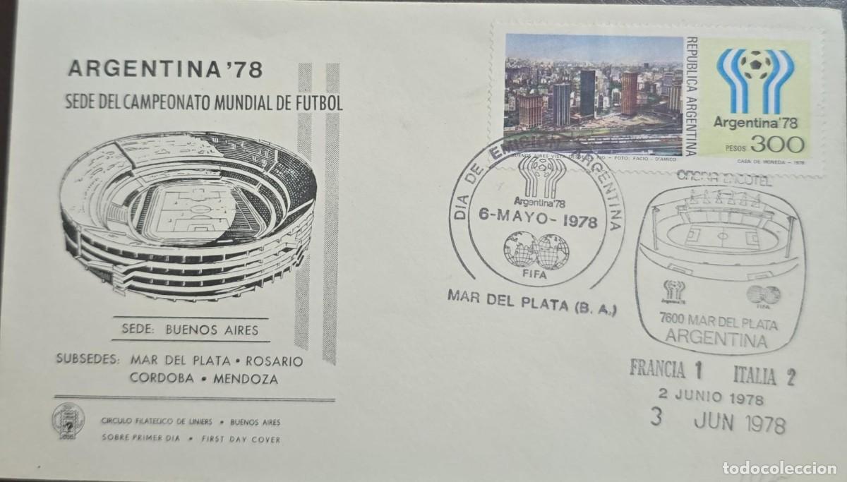 Sellos: KV)1978 ARGENTINA, ARGENTINA '78 FIFA WORLD CUP HOST FIRST DAY COVER HOST BUENOS AIRES WITH SUB-HOST