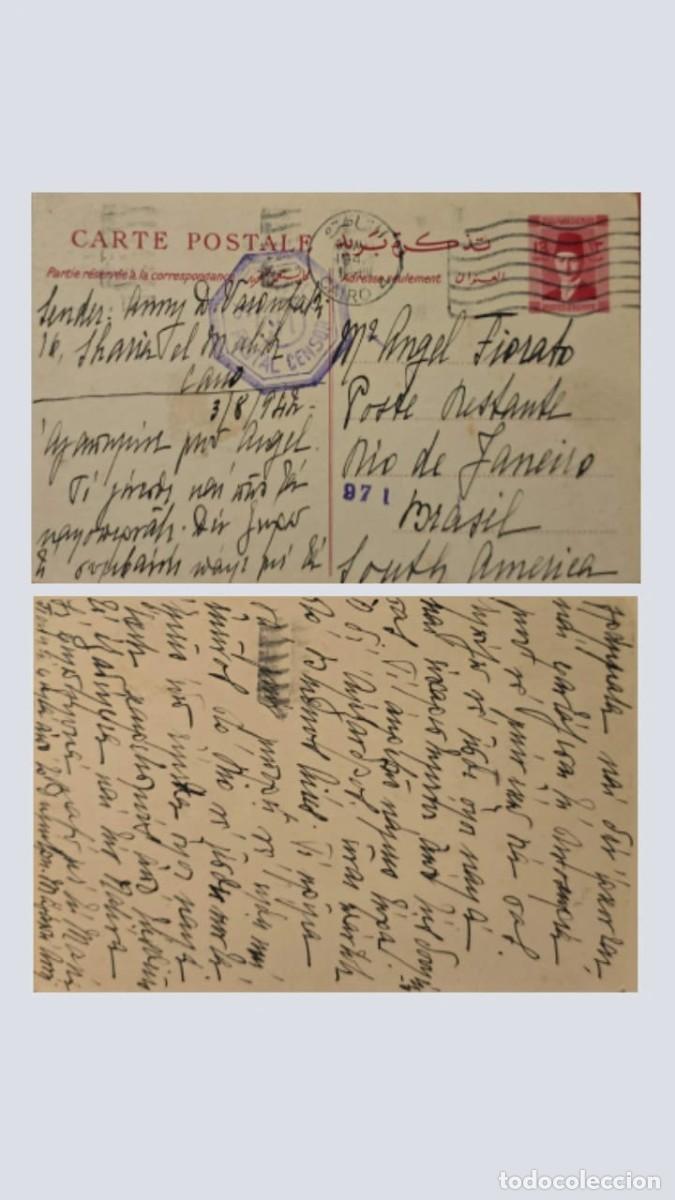 Sellos: KV)1920 EGYPT, POSTCARD CARTE POSTALE WITH HANDWRITTEN CORRESPONDENCE MAILED FROM CAIRO EGYPT TO RIO