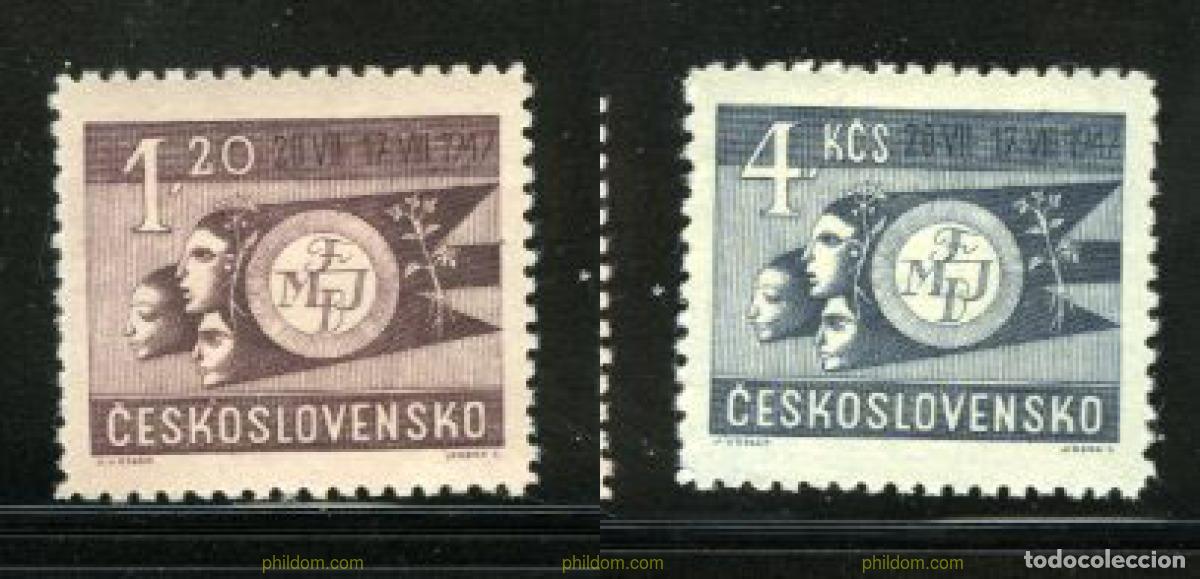 Sellos: 199982 HINGED CHECOSLOVAQUIA 1947 FESTIVAL DE LA JUVENTUD