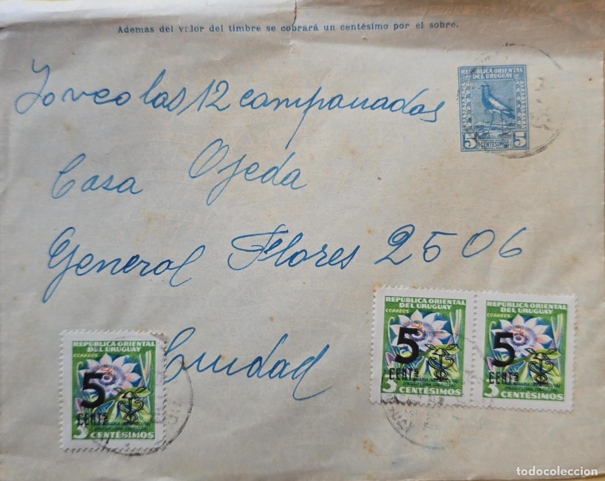 Sellos: KV)URUGUAY, POSTAL COVER ADDRESSED TO GENERAL FLORES, CITY OF FLORIDA, WITH ONE BLUE FIVE-CENTESIMOS