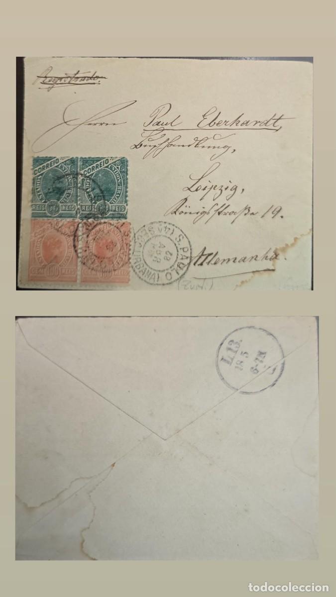 Sellos: KV)1882 BRAZIL, REGISTERED COVER SENT FROM S. PAULO BRAZIL TO LEIPZIG GERMANY ADDRESSED TO PAUL EBER
