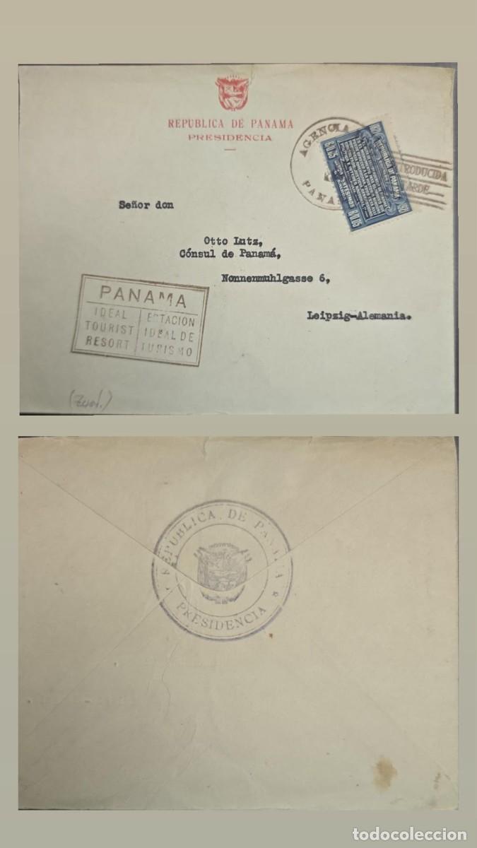 Sellos: KV)1925 PANAMA, OFFICIAL COVER OF THE PRESIDENCY OF THE REPUBLIC OF PANAMA SENT FROM PANAMA TO LEIPZ