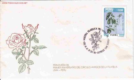 Sellos: PERU, MAT ROSAS flores - Foto 1