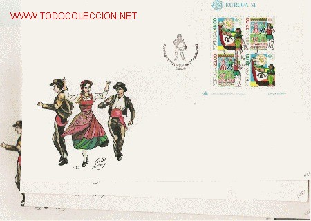 Briefmarken: GRAN LOTE DE CUATRO HOJAS BLOQUE DEL TEMA EUROPA EN SOBRES DE  PRIMER DIA