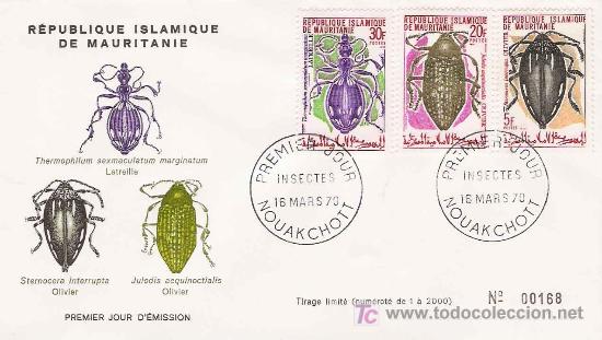 Sellos: 2 SPD Mauritania tem&aacute;tica insectos- 1970 - Foto 1