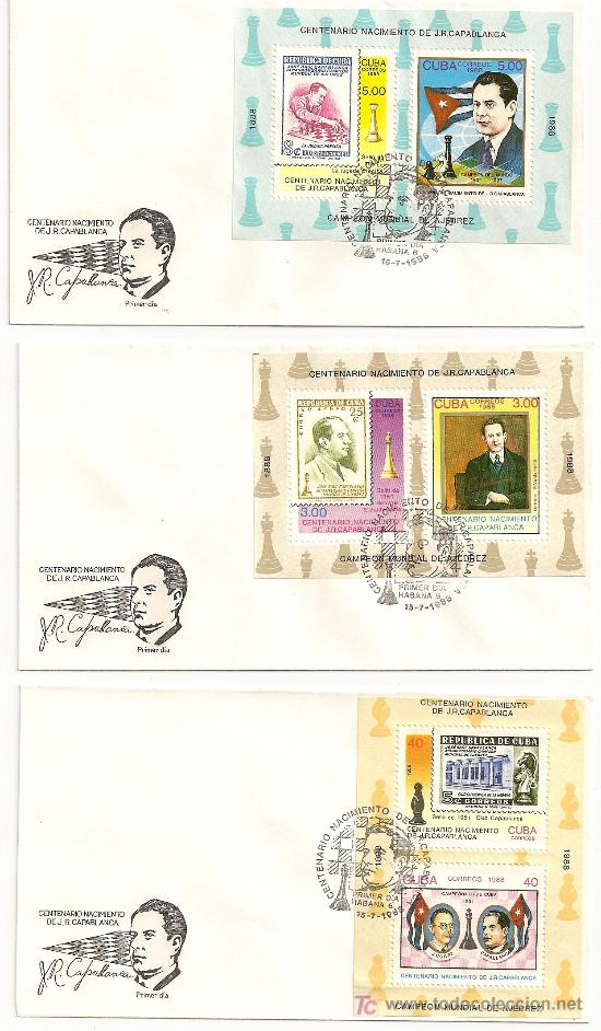 Sellos: CUBA. SPDs AJEDREZ. CAPABLANCA - Foto 2
