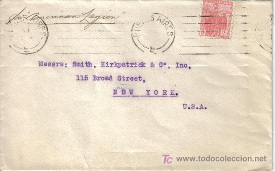 Sellos: ARGENTINA A USA 1931 CC CON INSCRIPCION POR AMERICAN LEGION &iquest;BARCO?