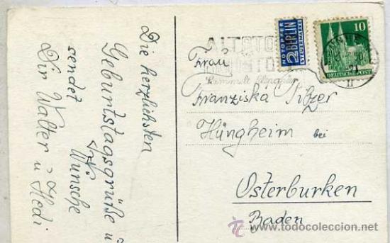 Sellos: TARJETA POSTAL CIRCULADA BERLIN 1950 - Foto 1