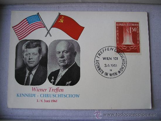 Sellos: tarjeta postal especial austriaca: wiener treffen kenndey - chruschtschow, 3/4 juni 1961 - Foto 1 - 31648810