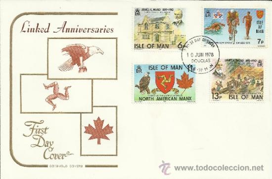 Sellos: ISLE OF MAN SPD ANIVERSARIOS CANADA CICLISMO DEPORTE AGUILA HISTORIA