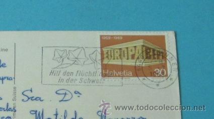 Sellos: POSTAL CIRCULADA CON MATASELLO SUIZO 1969 - Foto 1