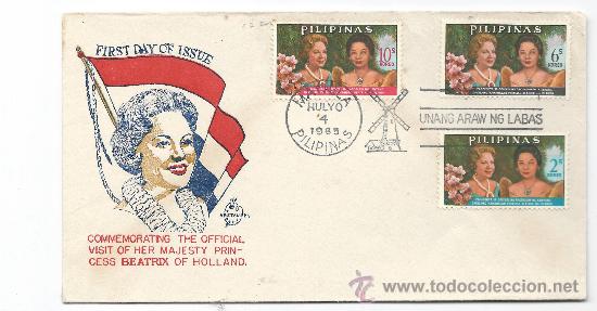 Briefmarken: 4291-FILIPINAS:PRIMER DIA DE CIRCULACION-VISITA REINA BEATRIZ-04.07.65