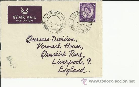 Sellos: INGLATERRA FRONTAL CON MAT FIELD POST OFFICE 843 - Foto 1