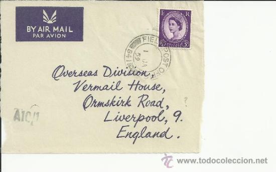 Sellos: INGLATERRA FRONTAL CON MAT FIELD POST OFFICE 841 - Foto 1
