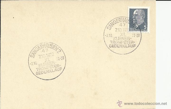 Sellos: ALEMANIA DDR SANGERHAUSEN  MUSICA TROMPETA
