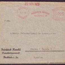 Sellos: ALEMANIA. 1929. SOBRE DE BUCHHOLZ A BLANES (ESPAÑA). DOS FRANQUEOS MECÁNICOS. MUY RARA.. Lote 42351236