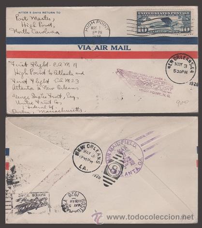 Francobolli: C3-16 (5) EE.UU. Carta circulada en el PRIMER VUELO   entre NORTH CAROLINA y BOSTON (MASSACHUSETTS)