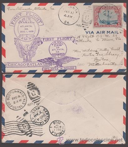 Stamps: C3-16 (8) EE.UU. Carta circulada en el PRIMER VUELO   entre  ATLANTA y BOSTON (Massachusetts) 1-dec