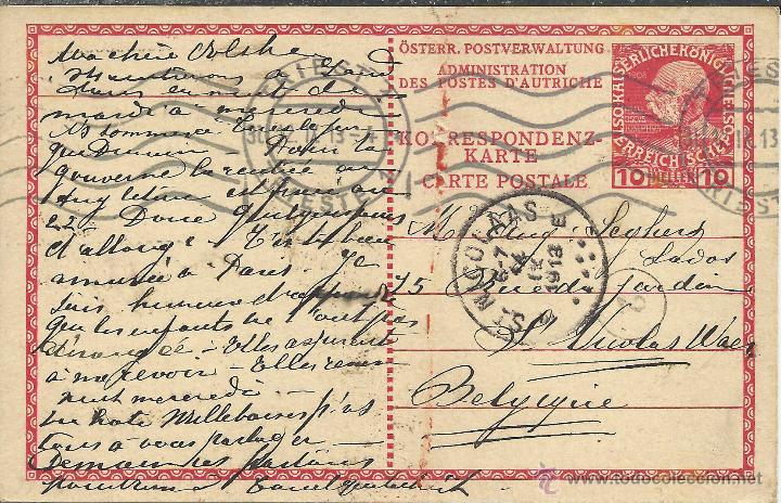 Sellos: AUSTRIA ENTERO POSTAL CON MAT TRIESTE 1913 - Foto 1