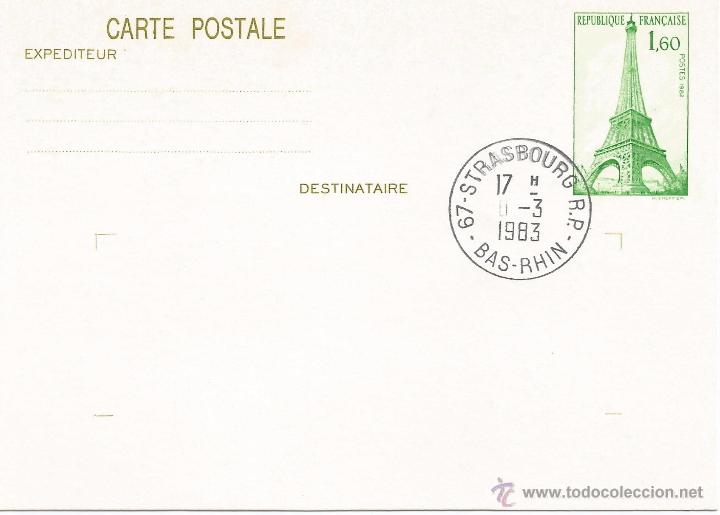 Sellos: FRANCIA ENTERO POSTAL TORRE EIFFEL 1983 - Foto 1