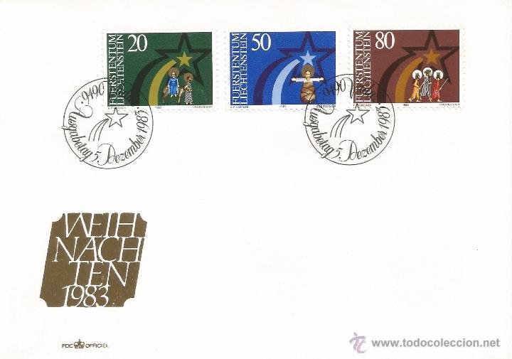 Sellos: LIECHTENSTEIN FDC NAVIDAD 1983 - Foto 1