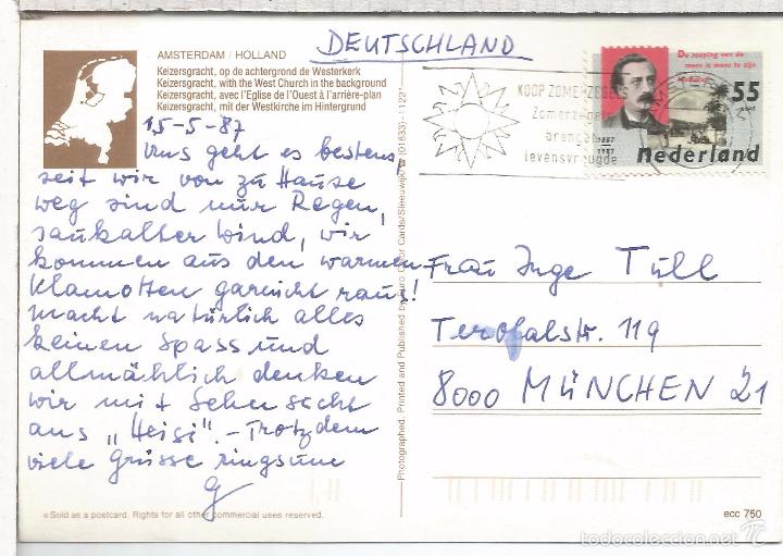 Sellos: HOLANDA TP CON MAT AMSTERDAM, SOL SUN - Foto 1