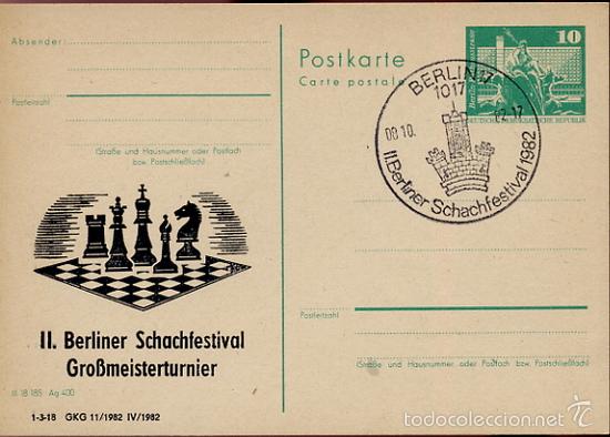 Francobolli: AJEDREZ CHESS - BERLIN 1982 - MATASELLO EN TARJETA ENTERO POSTAL