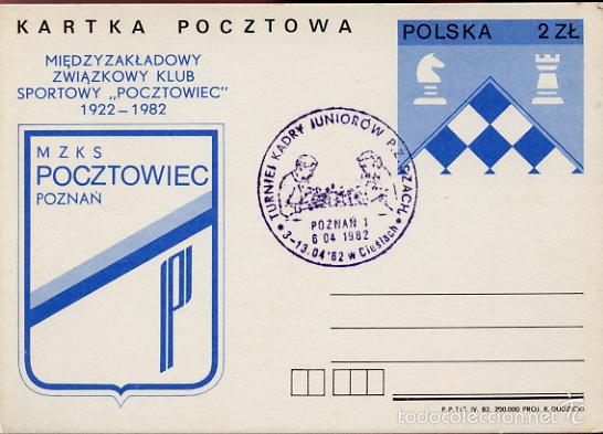 Francobolli: AJEDREZ CHESS - POZNAN - POLONIA 1982 - MATASELLO EN ENTERO POSTAL