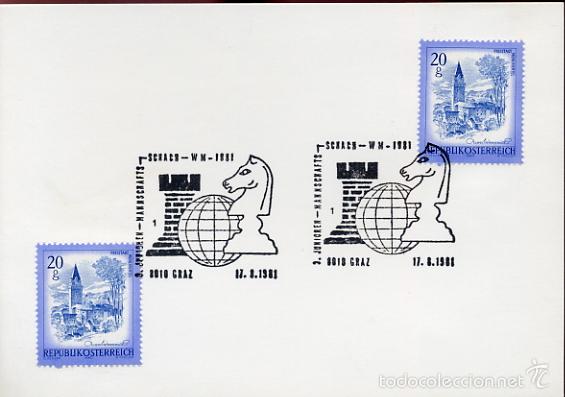 Francobolli: AJEDREZ CHESS - AUSTRIA - GRAZ 1981 - MATASELLOS EN CARTULINA