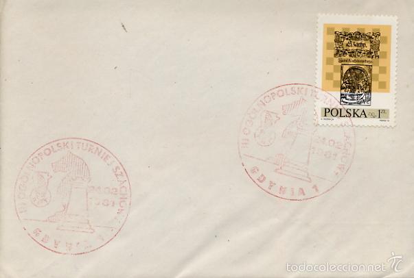 Francobolli: AJEDREZ CHESS - GDYNIA - POLONIA 1981 - MATASELLOS ROJOS EN SOBRE
