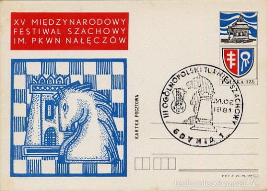 Francobolli: AJEDREZ CHESS - GDYNIA - POLONIA 1981 - MATASELLO EN TARJETA ENTERO POSTAL
