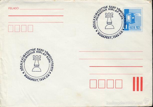 Francobolli: AJEDREZ CHESS - BUDAPEST - HUNGRIA - 1980 - MATASELLOS EN SOBRE ENTERO POSTAL