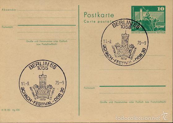 Stamps: AJEDREZ CHESS - BERLIN 1979 - MATASELLOS EN TARJETA ENTERO POSTAL - CHECKMATE 7954