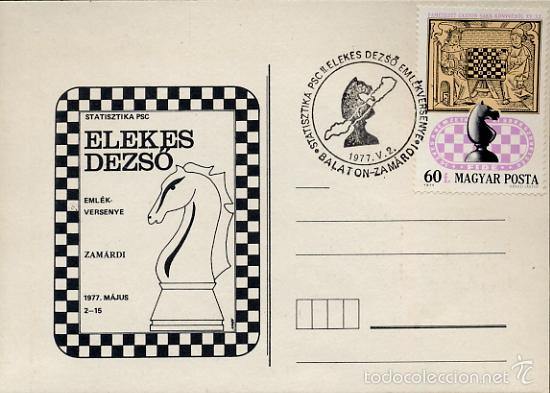 Selos: AJEDREZ CHESS - 1977- CHECKMATE 7718 - HUNGRIA - MATASELLO EN TARJETA