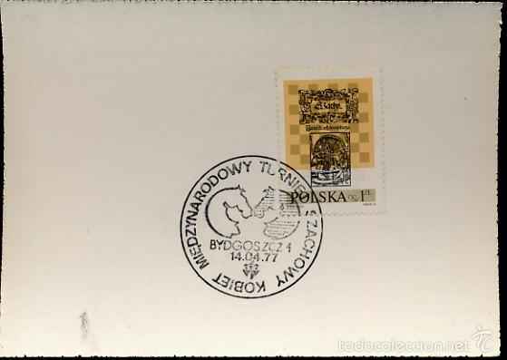 Selos: AJEDREZ CHESS - 1977- CHECKMATE 7715 - POLONIA - MATASELLO EN CARTULINA