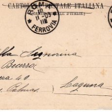 Sellos: ITALIA. POSTAL CIRCULADA A ESPAÑA EN 1903. MATº ROMA FERROVIA. Lote 56895891