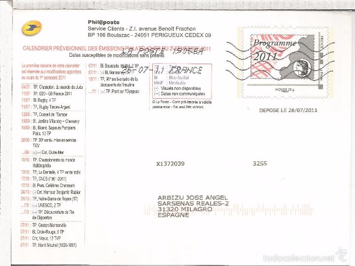 Sellos: FRANCIA ENTERO POSTAL PROGRAMME 2011 - Foto 1