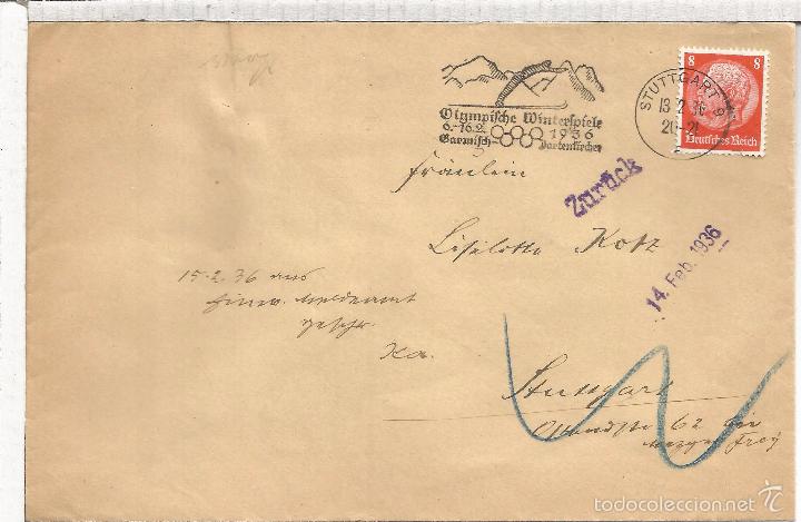 Sellos: ALEMANIA CC STUTTGART 1936 MAT JUEGOS OLIMPICOS INVIERNO GARMISCH PARTENKIRCHEN ESQUI